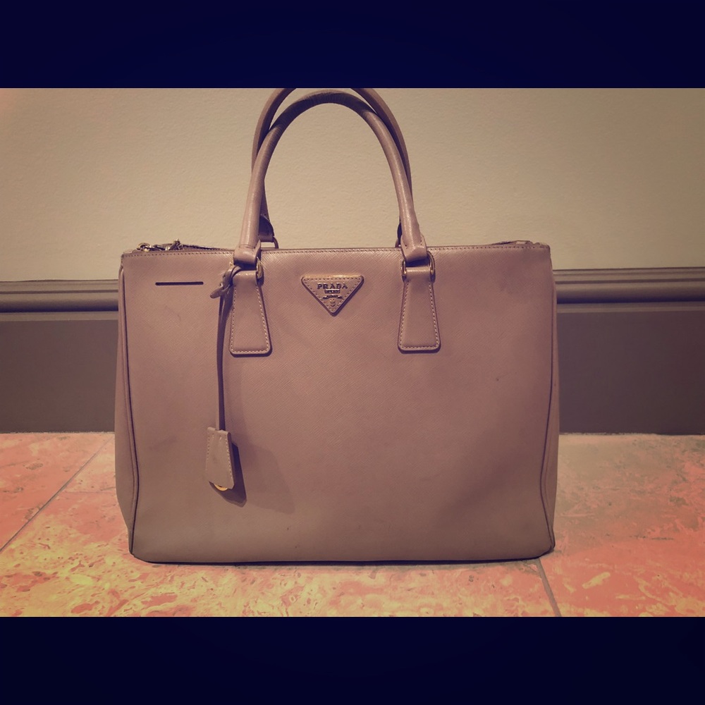 Prada Double Lux Blush Saffiano Med. Leather Tote
